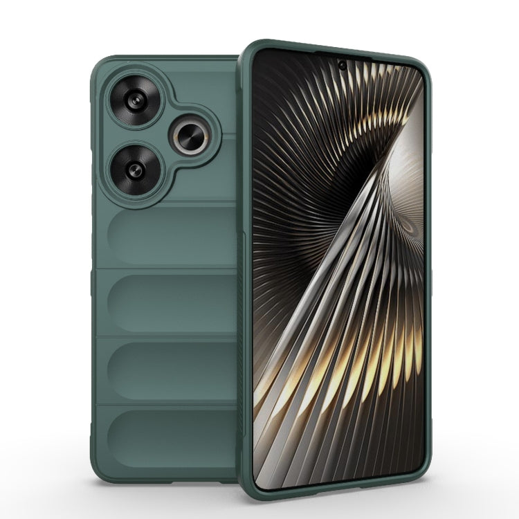 For Xiaomi Redmi Turbo 3 5G Magic Shield TPU + Flannel Phone Case(Dark Green) - Xiaomi Cases by buy2fix | Online Shopping UK | buy2fix