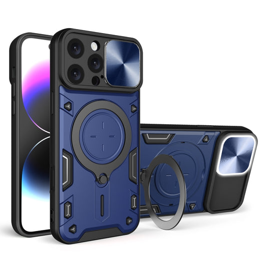 For iPhone 16 Pro Max CD Texture Sliding Camshield Magnetic Holder Phone Case(Blue) - iPhone 16 Pro Max Cases by buy2fix | Online Shopping UK | buy2fix