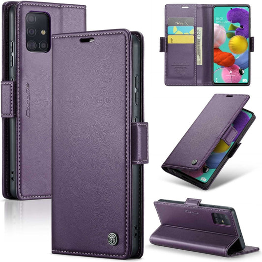 For Samsung Galaxy A51 4G/M40s CaseMe 023 Butterfly Buckle Litchi Texture RFID Anti-theft Leather Phone Case(Pearly Purple) - Galaxy Phone Cases by CaseMe | Online Shopping UK | buy2fix