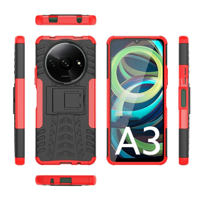 For Xiaomi Redmi A3 4G Tire Texture TPU + PC Phone Case with Holder(Red) - Xiaomi Cases by buy2fix | Online Shopping UK | buy2fix