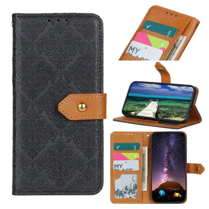 For Xiaomi Redmi 12 4G European Floral Embossed Leather Phone Case(Black) - Xiaomi Cases by buy2fix | Online Shopping UK | buy2fix