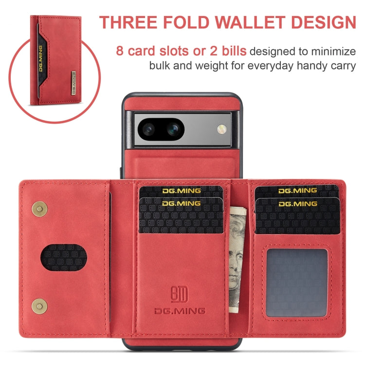 For Google Pixel 7A DG.MING M2 Series 3-Fold Multi Card Bag + Magnetic Phone Case(Red) - Google Cases by DG.MING | Online Shopping UK | buy2fix