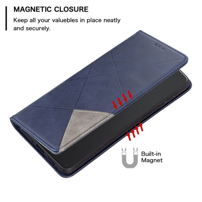 For Xiaomi Redmi Note 12S 4G / Note 11  Rhombus Texture Magnetic Leather Phone Case(Blue) - Xiaomi Cases by buy2fix | Online Shopping UK | buy2fix