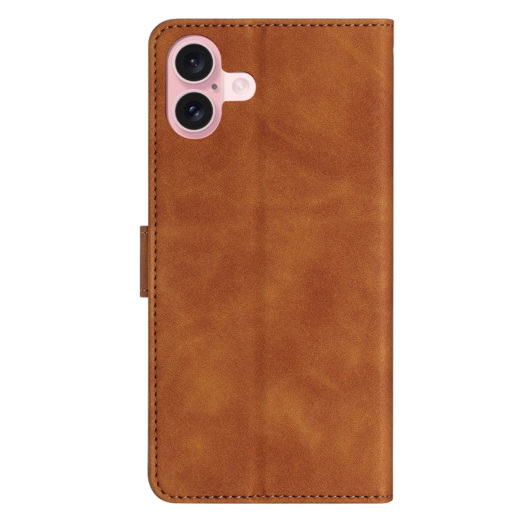 For iPhone 16 Seven Butterflies Embossed Leather Phone Case(Brown) - iPhone 16 Cases by buy2fix | Online Shopping UK | buy2fix