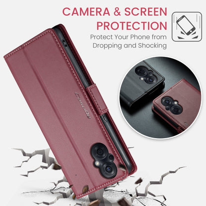 For OPPO Reno8 Lite Global CaseMe 023 Butterfly Buckle Litchi Texture RFID Anti-theft Leather Phone Case(Wine Red) - OPPO Cases by CaseMe | Online Shopping UK | buy2fix