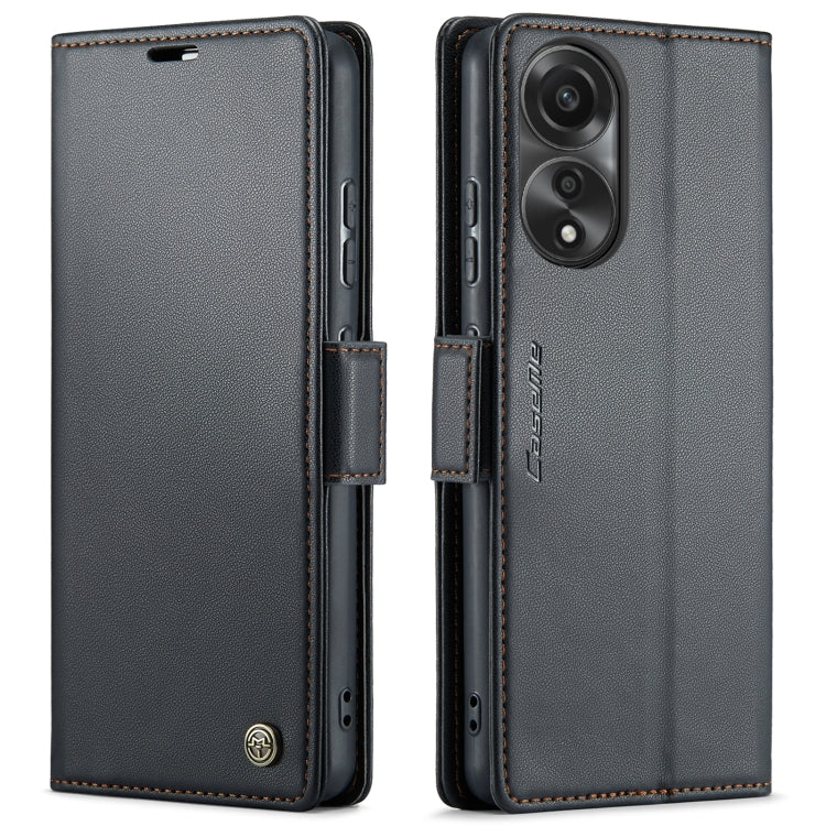 For OPPO A78 4G CaseMe 023 Butterfly Buckle Litchi Texture RFID Anti-theft Leather Phone Case(Black) - OPPO Cases by CaseMe | Online Shopping UK | buy2fix