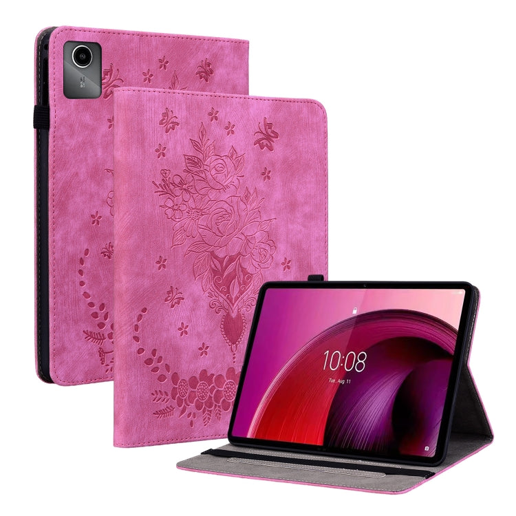 For Lenovo Tab M11/Xiaoxin Pad 11 2024 Butterfly Rose Embossed Leather Tablet Case(Rose Red) - Lenovo by buy2fix | Online Shopping UK | buy2fix