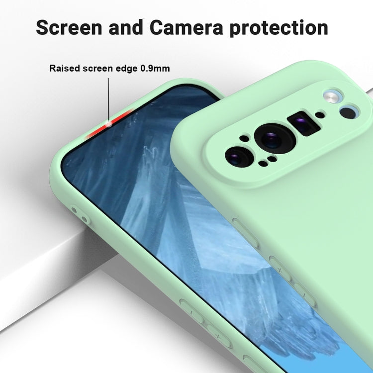 For Google Pixel 9 Pro XL Pure Color Liquid Silicone Shockproof Phone Case(Green) - Google Cases by buy2fix | Online Shopping UK | buy2fix