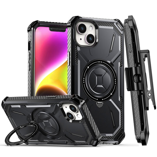 For iPhone 14 Armor Series Holder Phone Case with Back Clip(Black) - iPhone 14 Cases by buy2fix | Online Shopping UK | buy2fix