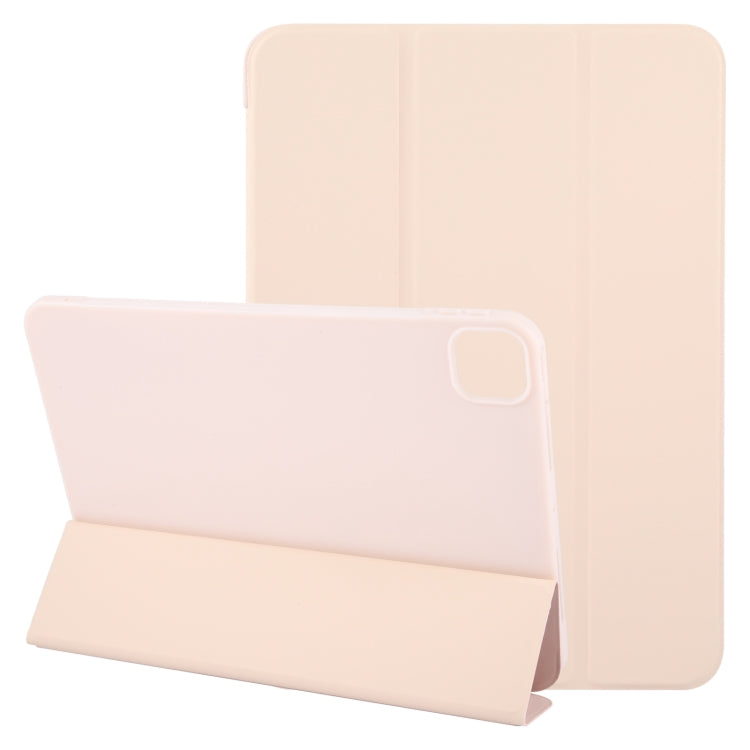 For iPad Air 11 2024 GEBEI 3-folding Holder Shockproof Flip Leather Tablet Case(Pink) - iPad Air 11 2024 Cases by GEBEI | Online Shopping UK | buy2fix