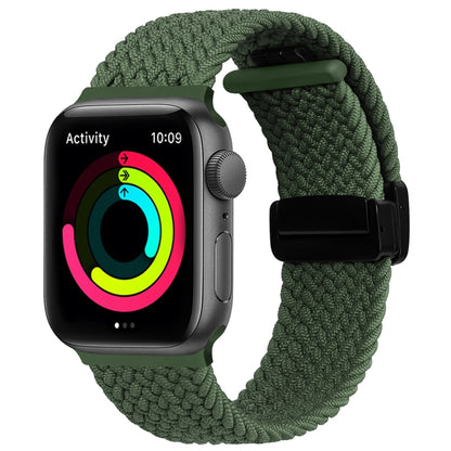 Magnetic Fold Clasp Woven Watch Band For Apple Watch SE 2022 40mm(Green) - Watch Bands by buy2fix | Online Shopping UK | buy2fix