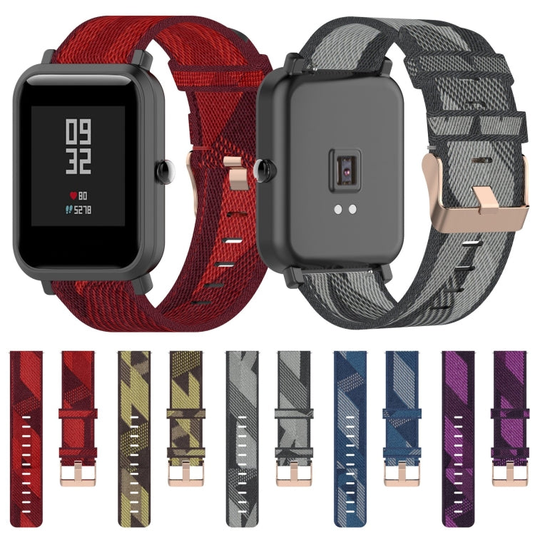 For Amazfit Bip Lite Version 1S / Bip S 20mm Nylon Denim Canvas Replacement Strap Watchband(Red Stripe) - Watch Bands by buy2fix | Online Shopping UK | buy2fix