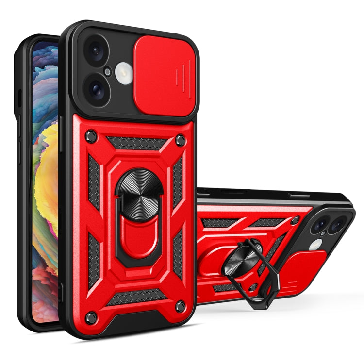 For iPhone 16 Sliding Camera Cover Design TPU+PC Phone Case(Red) - iPhone 16 Cases by buy2fix | Online Shopping UK | buy2fix