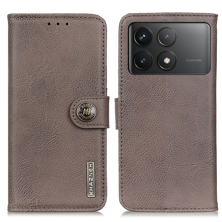 For Xiaomi Redmi K70 5G / K70 Pro 5G KHAZNEH Cowhide Texture Flip Leather Phone Case(Khaki) - K70 Cases by buy2fix | Online Shopping UK | buy2fix