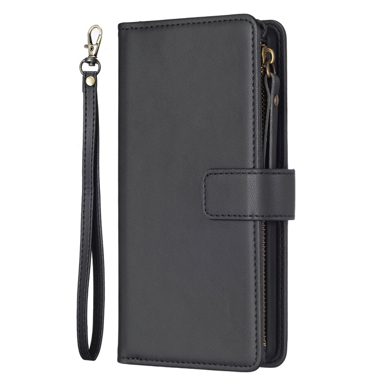 For iPhone 16 Pro Max 9 Card Slots Zipper Wallet Leather Flip Phone Case(Black) - iPhone 16 Pro Max Cases by buy2fix | Online Shopping UK | buy2fix