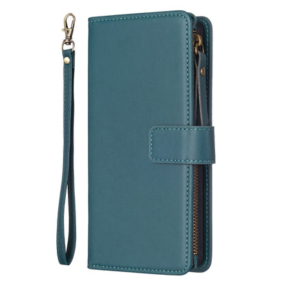 For Samsung Galaxy A24 4G 9 Card Slots Zipper Wallet Leather Flip Phone Case(Green) - Galaxy Phone Cases by buy2fix | Online Shopping UK | buy2fix