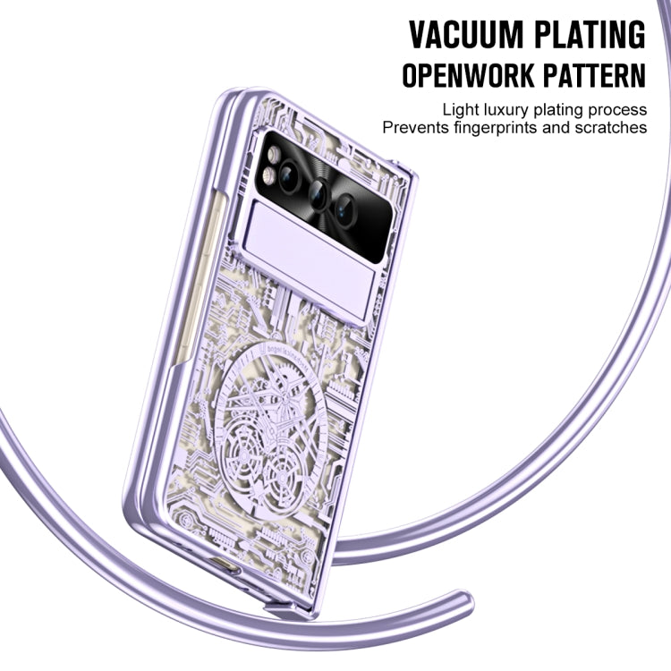 For Google Pixel Fold Mechanical Legend Integrated Electroplating All-inclusive Phone Case(Purple) - Google Cases by buy2fix | Online Shopping UK | buy2fix