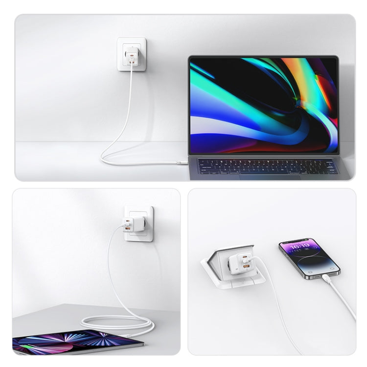 USAMS US-CC180 65W ACC Three Ports GaN Charger, EU Plug(Gradient Purple) - USB Charger by USAMS | Online Shopping UK | buy2fix