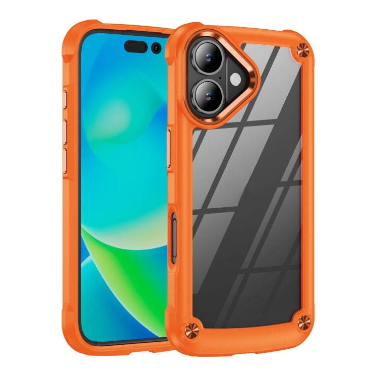 For iPhone 16 TPU + PC Lens Protection Phone Case(Orange) - iPhone 16 Cases by buy2fix | Online Shopping UK | buy2fix