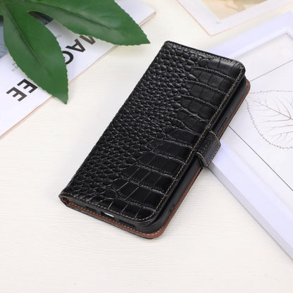 For iPhone 16 Pro Max Crocodile Top Layer Cowhide Leather Phone Case(Black) - iPhone 16 Pro Max Cases by buy2fix | Online Shopping UK | buy2fix