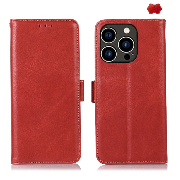 For iPhone 16 Pro Max Crazy Horse Top Layer Cowhide Leather Phone Case(Red) - iPhone 16 Pro Max Cases by buy2fix | Online Shopping UK | buy2fix