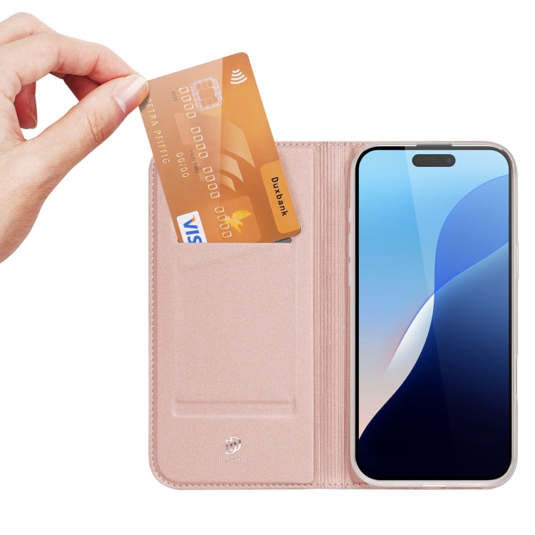 For iPhone 16 Pro DUX DUCIS Skin Pro Series Flip Leather Phone Case(Rose Gold) - iPhone 16 Pro Cases by DUX DUCIS | Online Shopping UK | buy2fix