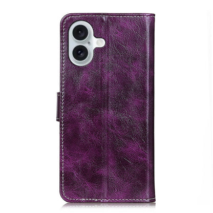 For iPhone 16 Retro Crazy Horse Texture Horizontal Flip Leather Phone Case(Purple) - iPhone 16 Cases by buy2fix | Online Shopping UK | buy2fix