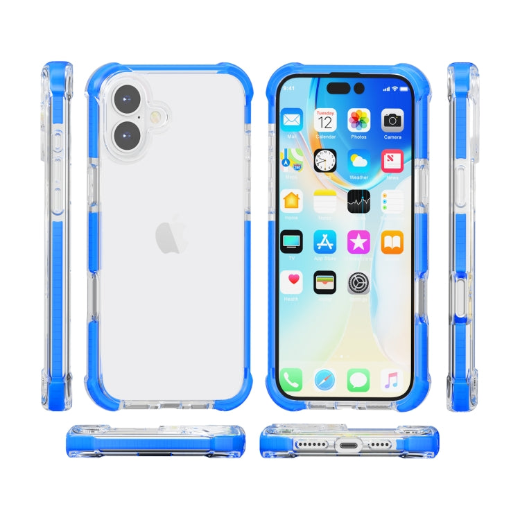 For iPhone 16 Four-corner Shockproof TPU + Acrylic Phone Case(Blue) - iPhone 16 Cases by buy2fix | Online Shopping UK | buy2fix