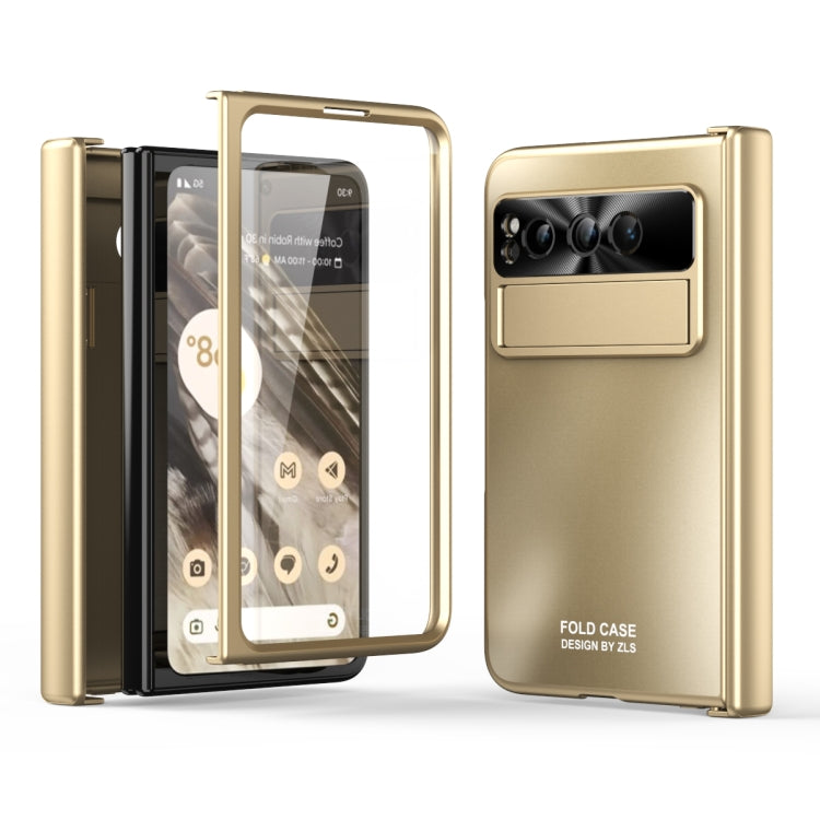 For Google Pixel Fold Integrated Electroplating Folding All-inclusive Phone Case with Hinge(Gold) - Google Cases by buy2fix | Online Shopping UK | buy2fix