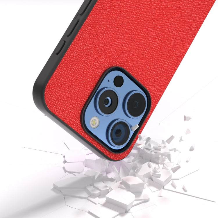 For iPhone 16 Pro Max ABEEL Cross Texture Genuine Leather Phone Case(Red) - iPhone 16 Pro Max Cases by buy2fix | Online Shopping UK | buy2fix