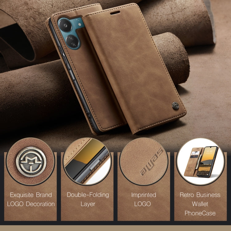 For Xiaomi Redmi 13C 4G Global / 13C 5G CaseMe 013 Multifunctional Horizontal Flip Leather Phone Case(Brown) - Xiaomi Cases by CaseMe | Online Shopping UK | buy2fix