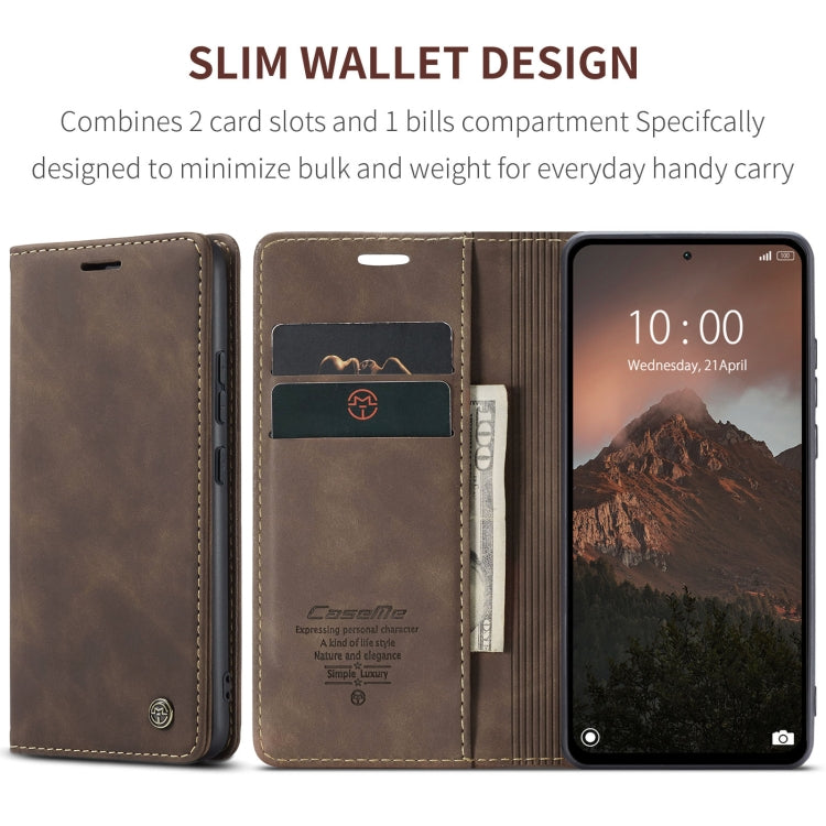 For Xiaomi Redmi Note 13 4G CaseMe 013 Multifunctional Horizontal Flip Leather Phone Case(Coffee) - Xiaomi Cases by CaseMe | Online Shopping UK | buy2fix