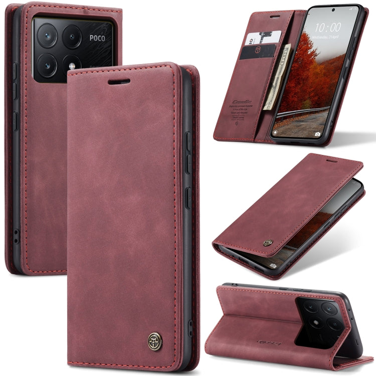 For Xiaomi Poco X6 Pro CaseMe 013 Multifunctional Horizontal Flip Leather Phone Case(Wine Red) - Xiaomi Cases by CaseMe | Online Shopping UK | buy2fix