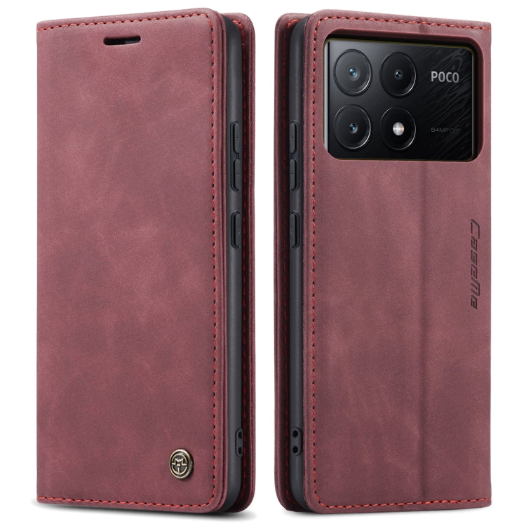 For Xiaomi Redmi K70E 5G CaseMe 013 Multifunctional Horizontal Flip Leather Phone Case(Wine Red) - K70E Cases by CaseMe | Online Shopping UK | buy2fix