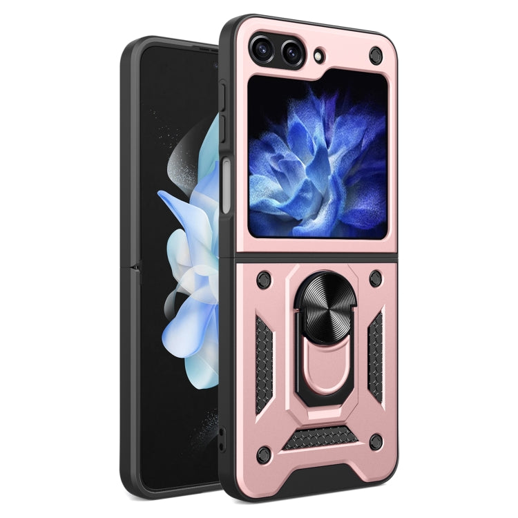 For Samsung Galaxy Z Flip5 Armor Magnetic Bracket TPU+PC Phone Case(Rose Gold) - Galaxy Z Flip5 Cases by buy2fix | Online Shopping UK | buy2fix