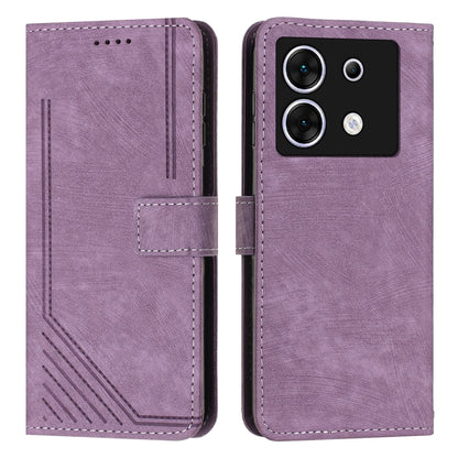 For Infinix Zero 30 5G Skin Feel Stripe Pattern Leather Phone Case with Lanyard(Purple) - Infinix Cases by buy2fix | Online Shopping UK | buy2fix