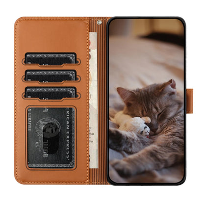 For Xiaomi Redmi Note 13 4G Cat Embossing Pattern Leather Phone Case with Lanyard(Brown) - Note 13 Cases by buy2fix | Online Shopping UK | buy2fix