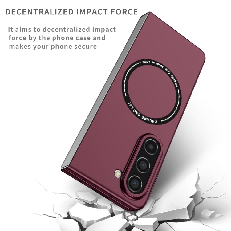 For Samsung Galaxy Z Fold6 5G Magsafe Magnetic Folding PC Phone Case(Wine Red) - Galaxy Z Fold6 5G Cases by buy2fix | Online Shopping UK | buy2fix