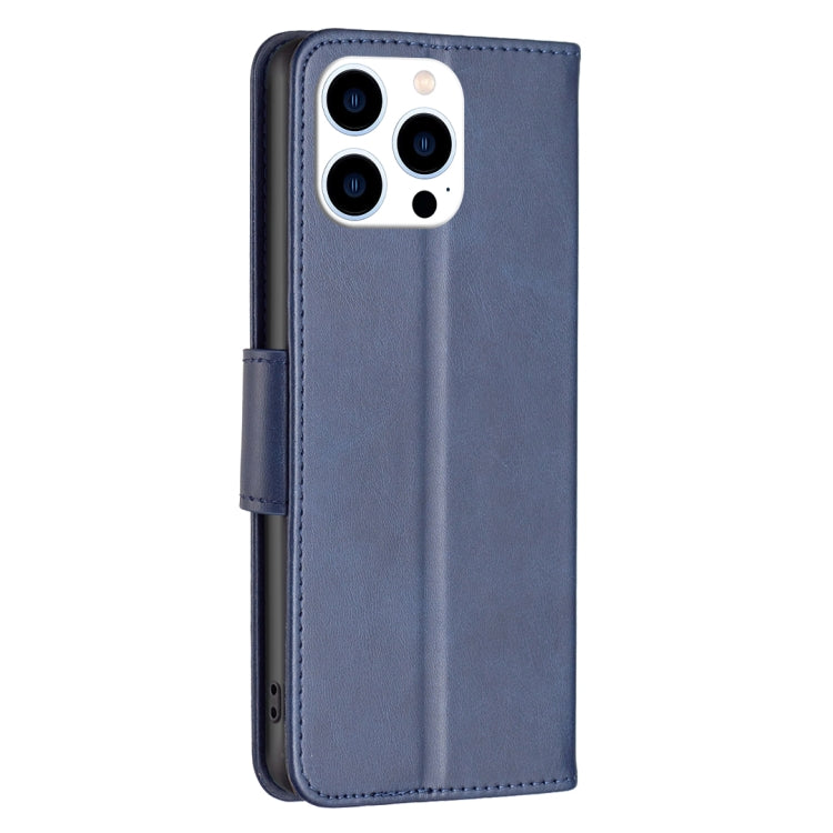 For iPhone 16 Pro Lambskin Texture Pure Color Flip Leather Phone Case(Blue) - iPhone 16 Pro Cases by buy2fix | Online Shopping UK | buy2fix