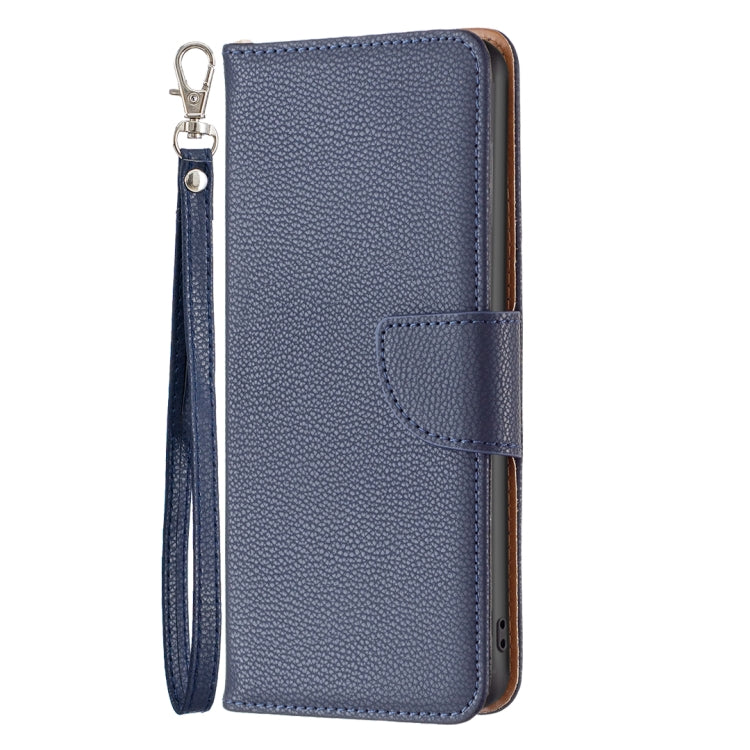 For iPhone 16 Pro Max Litchi Texture Pure Color Flip Leather Phone Case(Blue) - iPhone 16 Pro Max Cases by buy2fix | Online Shopping UK | buy2fix