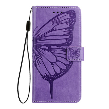 For iPhone SE 2024 Embossed Butterfly Leather Phone Case(Light Purple) - More iPhone Cases by buy2fix | Online Shopping UK | buy2fix