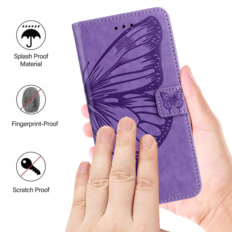 For iPhone SE 2024 Embossed Butterfly Leather Phone Case(Light Purple) - More iPhone Cases by buy2fix | Online Shopping UK | buy2fix