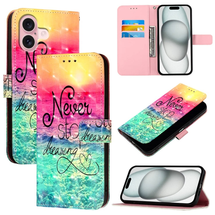 For iPhone 16 3D Painting Horizontal Flip Leather Phone Case(Chasing Dreams) - iPhone 16 Cases by buy2fix | Online Shopping UK | buy2fix