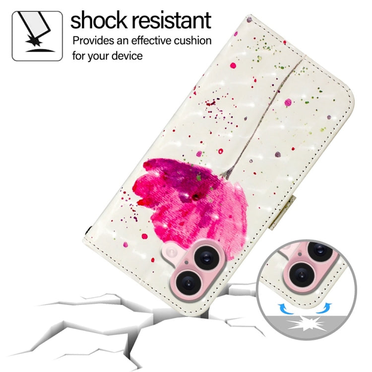 For iPhone 16 3D Painting Horizontal Flip Leather Phone Case(Flower) - iPhone 16 Cases by buy2fix | Online Shopping UK | buy2fix