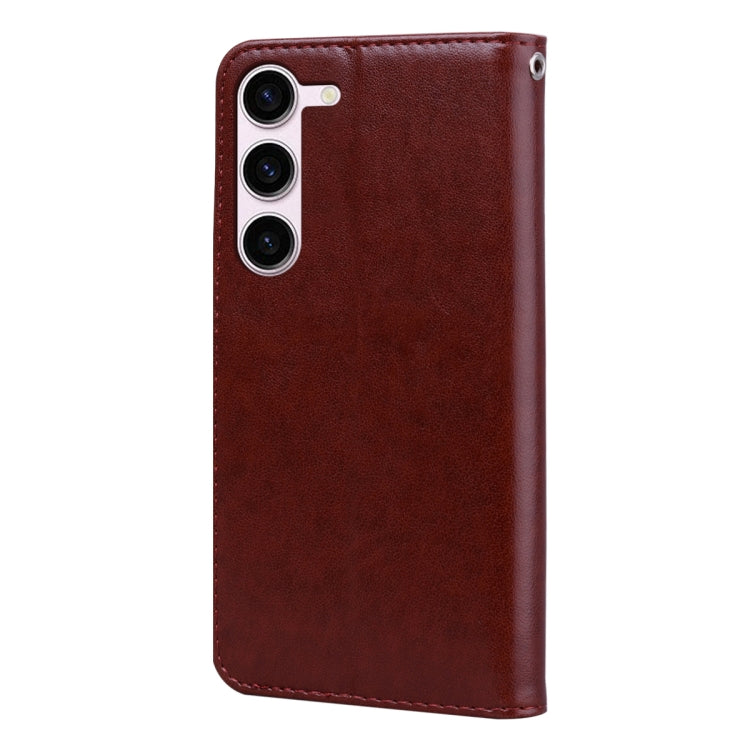 For Samsung Galaxy S24 Rose Embossed Flip PU Leather Phone Case(Brown) - Galaxy S24 5G Cases by buy2fix | Online Shopping UK | buy2fix