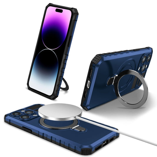 For iPhone 14 Pro MagSafe Magnetic Holder Phone Case(Blue) - iPhone 14 Pro Cases by buy2fix | Online Shopping UK | buy2fix