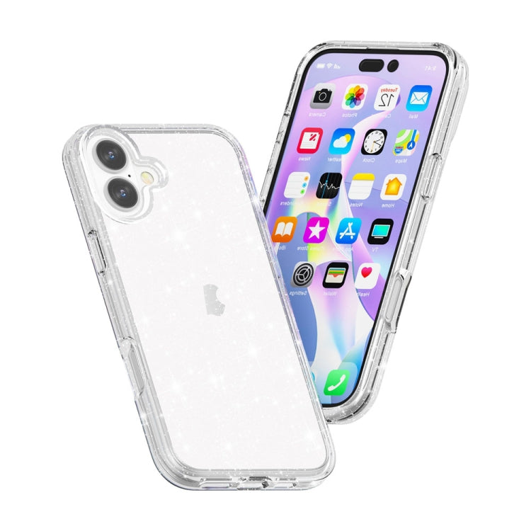 For iPhone 16 Plus Shockproof Terminator Glitter Powder Phone Case(White) - iPhone 16 Plus Cases by buy2fix | Online Shopping UK | buy2fix