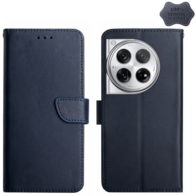 For OnePlus 12 5G Global Genuine Leather Fingerprint-proof Flip Phone Case(Black) - OnePlus Cases by buy2fix | Online Shopping UK | buy2fix