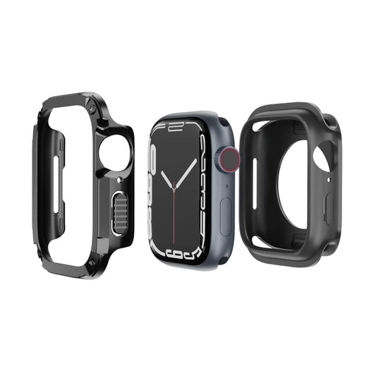 For Apple Watch Series 8 / 7 45mm 2-in-1 PC Hybrid TPU Armor Watch Case(Black) - Watch Cases by buy2fix | Online Shopping UK | buy2fix