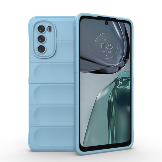 For Motorola Moto G62 5G Magic Shield TPU + Flannel Phone Case(Light Blue) - Motorola Cases by buy2fix | Online Shopping UK | buy2fix